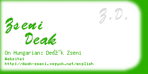 zseni deak business card